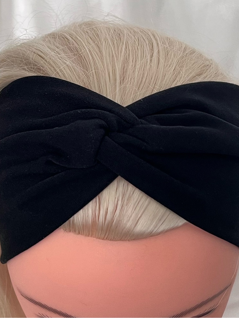 Handmade Wide Black Twist Headband made of soft poly-brushed fabric - Picture 5 of 7